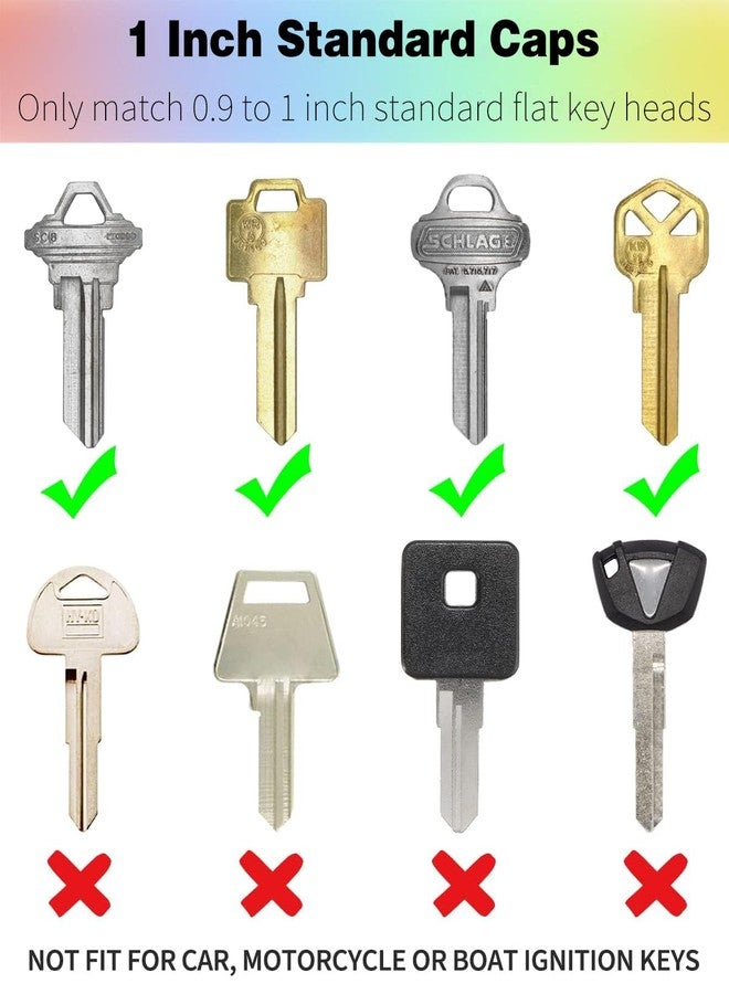Vibit 16 Pack Colorful Plastic Key Cap Tags and Identifier Covers for Standard Flat House Keys, 2 Styles - Image 3